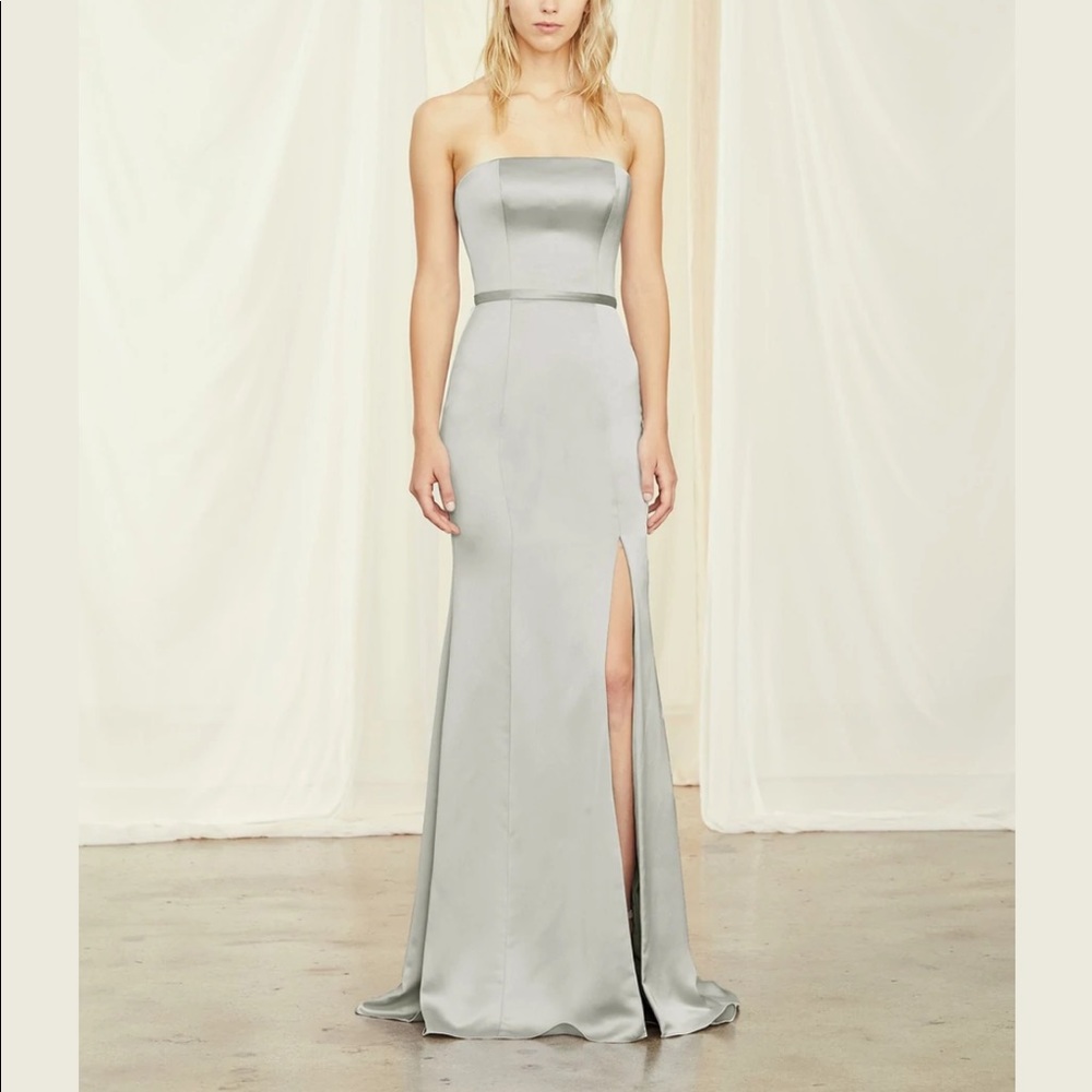 Amsale slate grey/blue bridesmaids